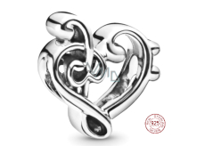 Sterling silver 925 Heart violin key, love bracelet bead