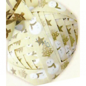 Nekupto Ball Luxury beige, snowman, stars, trees 1 cm x 10 m KB 217 01