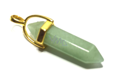 Avanturin Pendulum hexagonal gold pendant 41 x 13 mm, natural stone hand carved, lucky stone