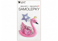 Plastic sticker filled with glitter Swan 10.5 x 18 cm