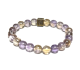 Ametrine with Royal Mantra Om Bracelet elastic natural stone, bead 8 mm / 16-17 cm, energy amplifier