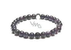 Lepidolite dark purple bracelet elastic natural stone, ball 6 mm / 16 - 17 cm, amulet of athletes