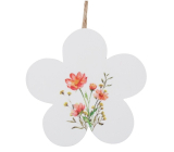 Wooden flower with floral pattern for hanging 10 cm