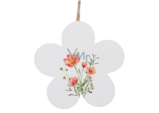 Wooden flower with floral pattern for hanging 10 cm