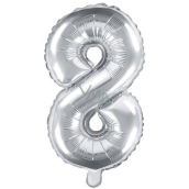 Ditipo Inflatable foil balloon number 8 silver 35 cm 1 piece