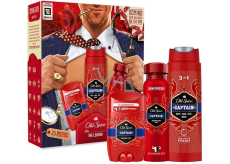 Old Spice Captain 3in1 shower gel for face, body and hair 250 ml + antiperspirant deodorant stick 50 ml + deodorant spray 150 ml + domino, cosmetic set for men