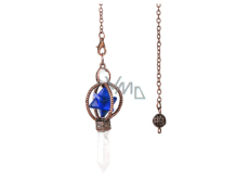 Lapis Lazuli Merkaba pendulum + clear quartz + bronze, natural stone pendant 7,7 cm, chain approx. 26,5 cm