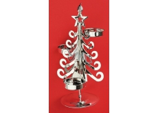 Metal tree candle holder for 3 tea lights silver, 20 cm