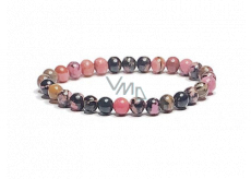 Rhodonite darker bracelet elastic natural stone, ball 6 mm / 16 - 17 cm, stone of forgiveness