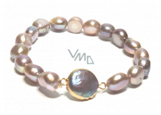 Purple irregular pearl elastic bracelet natural 9 x 9 mm / 16 - 17 cm, symbol of femininity, brings admiration