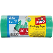 Fino Color Trash Bags with Handles Green, 8 µ, 35 liters 49 x 59 cm, 30 + 6 pieces