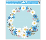 Window foil without glue with glitter flowers wreath 33 x 30 cm