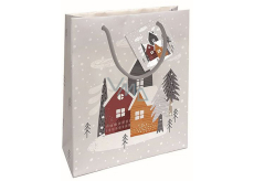 Nekupto Gift paper bag 23 x 18 x 10 cm Christmas houses silver