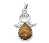 Tiger's Eye Angel guardian pendant natural stone 3,5 x 2,5 mm, stone of the sun and earth, brings luck and wealth