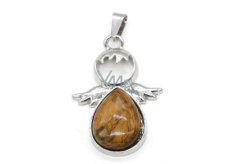 Tiger's Eye Angel guardian pendant natural stone 3,5 x 2,5 mm, stone of the sun and earth, brings luck and wealth