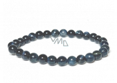 Tiger's eye dark blue grey bracelet elastic natural stone, ball 6 mm / 16-17 cm, stone of sun and earth, brings luck and wealth