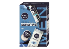 Nivea Men Fresh Sensitive Invisible Black & White Fresh antiperspirant spray 150 ml + Nivea Men Sensitive shower gel 250 ml + Nivea Men Creme face, body, and hand cream 30 ml, cosmetic set for men