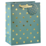 Gift bag with gold foil polka dots gold 18 x 23 x 10 cm