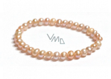 Purple irregular pearl elastic bracelet, natural, bead 5 x 4 mm / 16 - 17 cm, symbol of femininity, brings admiration