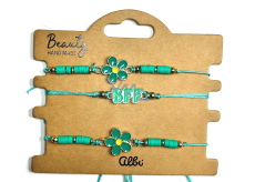 Albi Flower and Bff Bracelets Green, Adjustable Size, Set of 3 Pieces