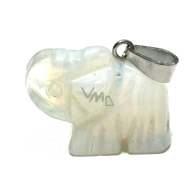 Opalite Elephant Pendant natural stone, hand-polished figurine 1.8 x 2.5 x 8 mm, stone of wishes and hope