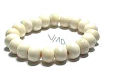 Bone from Yak white Tibetan bracelet elastic natural stone, bead 12 mm / 16 - 17 cm, protective item, amulet