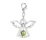 Guardian angel pendant with green pearl 29 x 37 mm