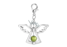 Guardian angel pendant with green pearl 29 x 37 mm