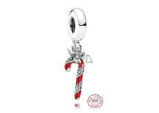 Sterling silver 925 Christmas lollipop, Santa Claus stick, Christmas bracelet pendant