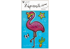 Notebook sewn 3D Flamingo lined 64 pages 10.5 x 15 cm