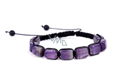 Amethyst bracelet natural stone, hand knitted, adjustable size, stone of kings and bishops