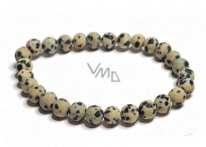 Jasper Dalmatian matte bracelet elastic natural stone, ball 6 mm / 16 - 17 cm, stone of positive energy