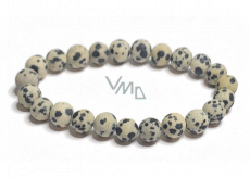 Jasper Dalmatian matte bracelet elastic natural stone, ball 8 mm / 16-17 cm, stone of positive energy