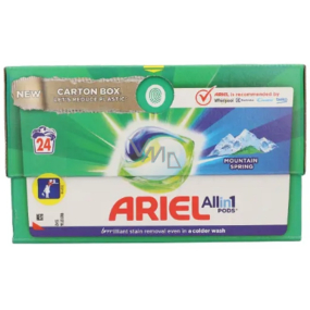 Ariel All in1 Pods Mountain Spring gel capsules for washing white and light-coloured laundry long-lasting fragrance 24 pieces