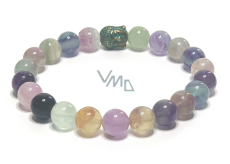 Fluorite chakra bracelet elastic natural stone, ball 8 mm / 16-17 cm, genius stone