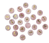 Rose Quartz Circular Rune Alphabet Natural Stone, 16 - 19 mm 25 pieces